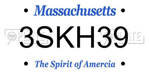 3SKH39 Massachusetts License Plate