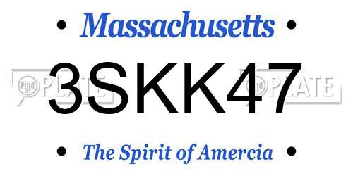 3SKK47 Massachusetts License Plate