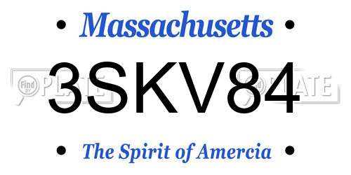 3SKV84 Massachusetts License Plate