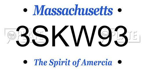 3SKW93 Massachusetts License Plate