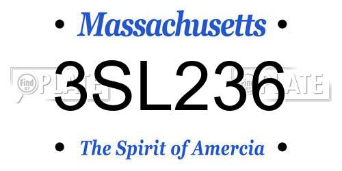 3SL236 Massachusetts License Plate