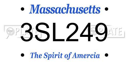 3SL249 Massachusetts License Plate
