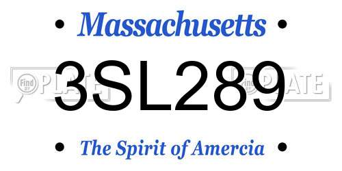3SL289 Massachusetts License Plate