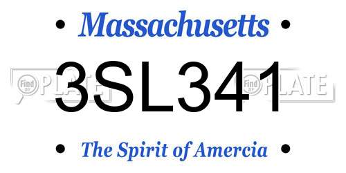 3SL341 Massachusetts License Plate