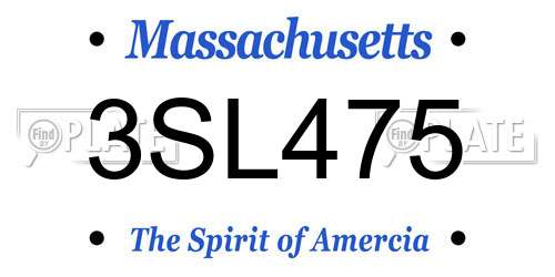 3SL475 Massachusetts License Plate
