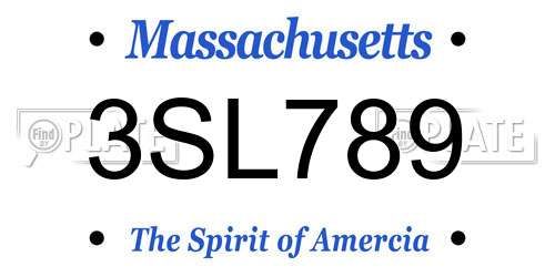 3SL789 Massachusetts License Plate