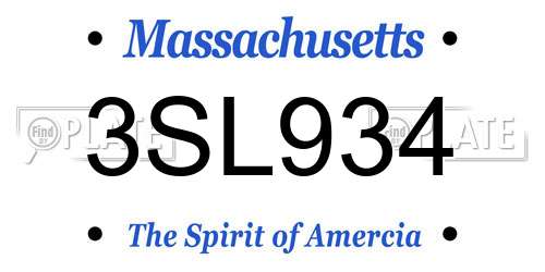 3SL934 Massachusetts License Plate