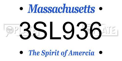 3SL936 Massachusetts License Plate
