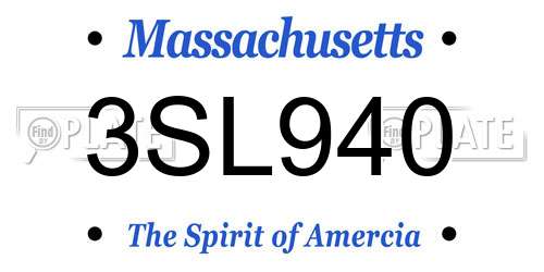 3SL940 Massachusetts License Plate