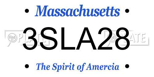 3SLA28 Massachusetts License Plate