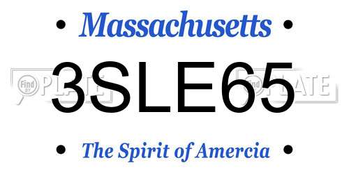 3SLE65 Massachusetts License Plate