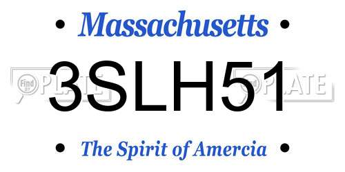 3SLH51 Massachusetts License Plate