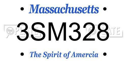 3SM328 Massachusetts License Plate