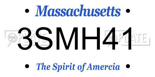 3SMH41 Massachusetts License Plate