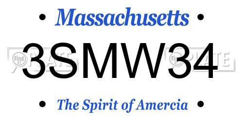 3SMW34 Massachusetts License Plate
