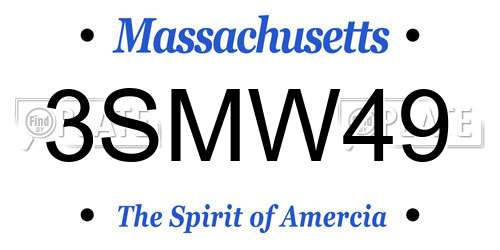 3SMW49 Massachusetts License Plate