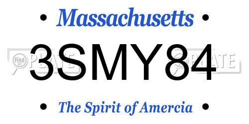 3SMY84 Massachusetts License Plate