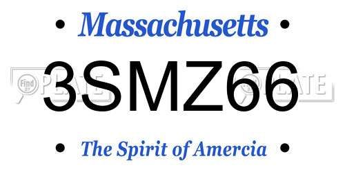 3SMZ66 Massachusetts License Plate
