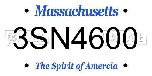 3SN4600 Massachusetts License Plate