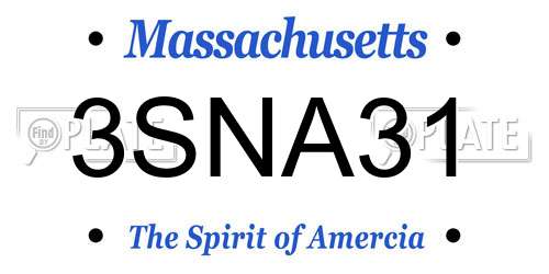 3SNA31 Massachusetts License Plate