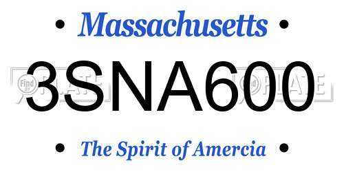 3SNA600 Massachusetts License Plate