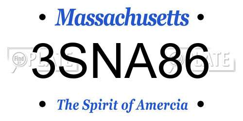 3SNA86 Massachusetts License Plate