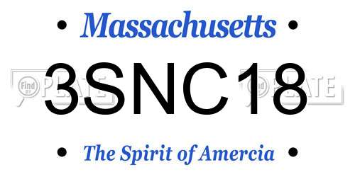 3SNC18 Massachusetts License Plate