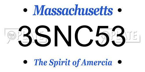 3SNC53 Massachusetts License Plate