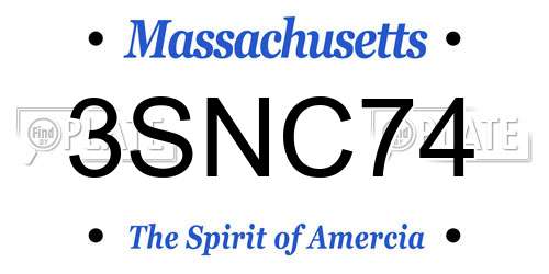 3SNC74 Massachusetts License Plate