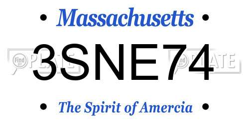 3SNE74 Massachusetts License Plate