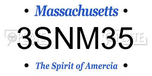 3SNM35 Massachusetts License Plate