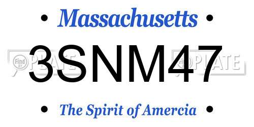 3SNM47 Massachusetts License Plate