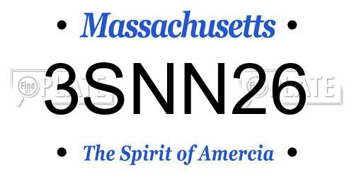 3SNN26 Massachusetts License Plate
