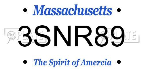 3SNR89 Massachusetts License Plate