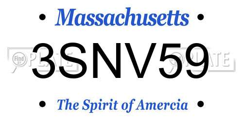 3SNV59 Massachusetts License Plate