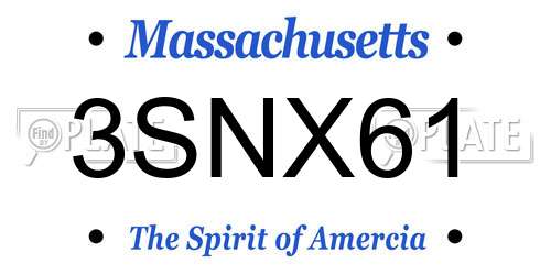 3SNX61 Massachusetts License Plate
