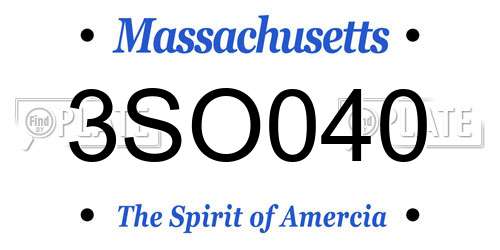 3SO040 Massachusetts License Plate
