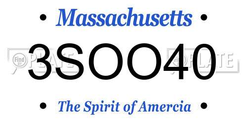 3SOO40 Massachusetts License Plate