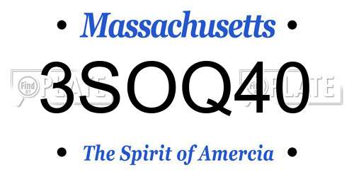 3SOQ40 Massachusetts License Plate