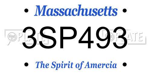 3SP493 Massachusetts License Plate