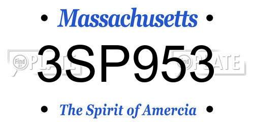 3SP953 Massachusetts License Plate