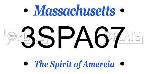 3SPA67 Massachusetts License Plate