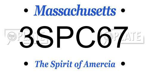 3SPC67 Massachusetts License Plate