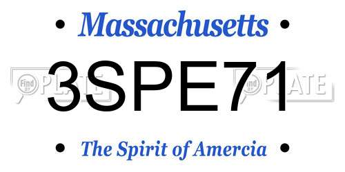 3SPE71 Massachusetts License Plate