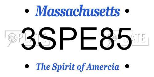 3SPE85 Massachusetts License Plate