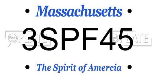 3SPF45 Massachusetts License Plate