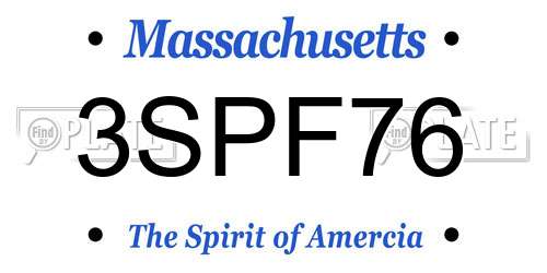 3SPF76 Massachusetts License Plate