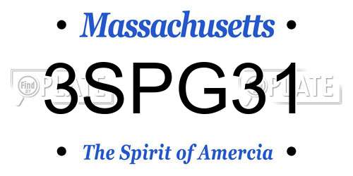 3SPG31 Massachusetts License Plate