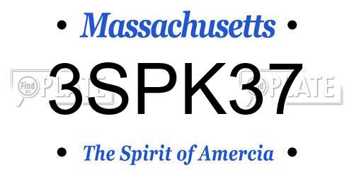 3SPK37 Massachusetts License Plate