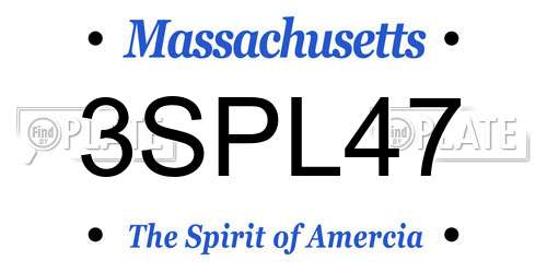 3SPL47 Massachusetts License Plate